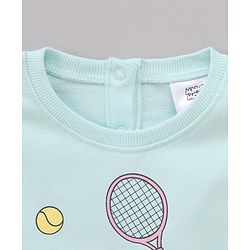 Babyhug Cotton Knit Full Sleeves Drop Shoulder Mini Mouse Printed Sweatshirt With Elasticated Bottom Hem - Sky Blue
