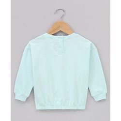 Babyhug Cotton Knit Full Sleeves Drop Shoulder Mini Mouse Printed Sweatshirt With Elasticated Bottom Hem - Sky Blue
