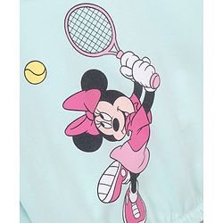 Babyhug Cotton Knit Full Sleeves Drop Shoulder Mini Mouse Printed Sweatshirt With Elasticated Bottom Hem - Sky Blue