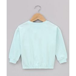 Babyhug Cotton Knit Full Sleeves Drop Shoulder Mini Mouse Printed Sweatshirt With Elasticated Bottom Hem - Sky Blue
