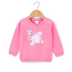 Babyhug Cotton Knit Full Sleeves Sweatshirt With 3d Applique Detailing - Pink