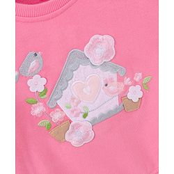 Babyhug Cotton Knit Full Sleeves Sweatshirt With 3d Applique Detailing - Pink