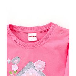 Babyhug Cotton Knit Full Sleeves Sweatshirt With 3d Applique Detailing - Pink