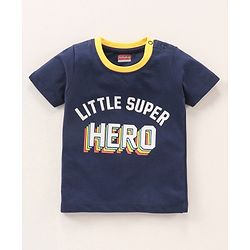Babyhug Half Sleeves Cotton Shorts Set Text Print - Blue