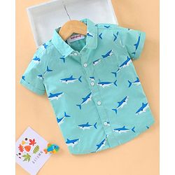 Babyhug Half Sleeves Shirt Shark Print - Blue