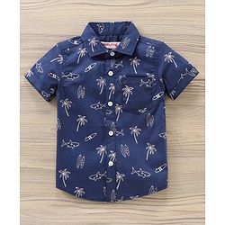 Babyhug Half Sleeves Printed Shirt - Navy