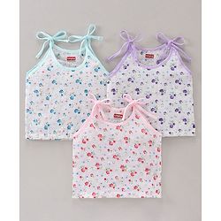 Babyhug 100 % Cotton Sleeveless Jhablas Floral Print Pack of 3 - Multicolor