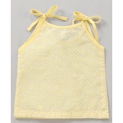 Babyhug 100% Cotton Sleeveless Tie Knot Jhablas Dots Print Pack of 3 - Pink Blue Yellow