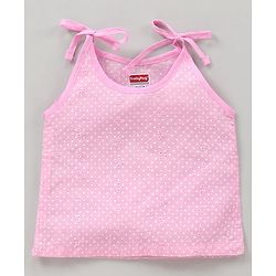 Babyhug 100% Cotton Sleeveless Tie Knot Jhablas Dots Print Pack of 3 - Pink Blue Yellow
