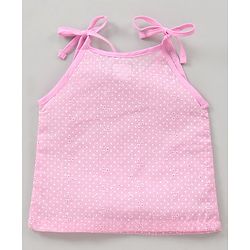 Babyhug 100% Cotton Sleeveless Tie Knot Jhablas Dots Print Pack of 3 - Pink Blue Yellow