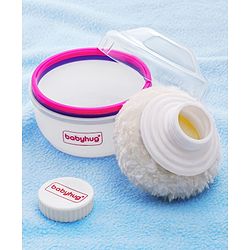 Babyhug Soft Powder Puff With Storage  - White & Pink