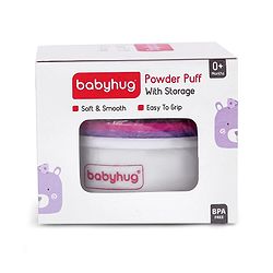 Babyhug Soft Powder Puff With Storage  - White & Pink