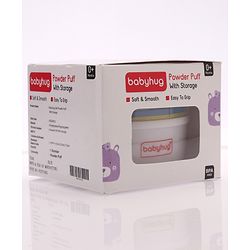 Babyhug Soft Powder Puff with Built-In Storage Case  White & Pink | Gentle | Safe | Hygienic | Soft Cotton