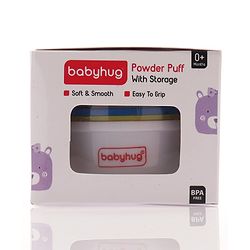 Babyhug Soft Powder Puff with Built-In Storage Case  White & Pink | Gentle | Safe | Hygienic | Soft Cotton