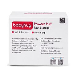 Babyhug Soft Powder Puff with Built-In Storage Case  White & Pink | Gentle | Safe | Hygienic | Soft Cotton