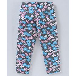 Babyhug Full Length Knit Leggings Floral Print - Navy Blue