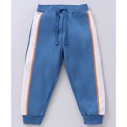 Babyhug Full Sleeves Hooded T-Shirt & Lounge Pant Text Print - White Blue