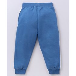Babyhug Full Sleeves Hooded T-Shirt & Lounge Pant Text Print - White Blue