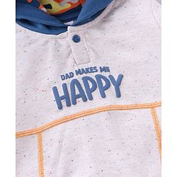 Babyhug Full Sleeves Hooded T-Shirt & Lounge Pant Text Print - White Blue