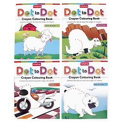 Babyhug Dot to Dot Colouring Activity Books Pack of 4 - English
