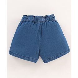 Babyhug Mid Thigh Length Washed Shorts Butterfly Embroidery - Blue