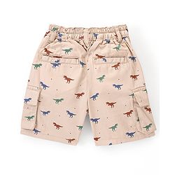 Babyhug Cotton Knit Mid Thigh Shorts Dino Print - Beige