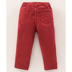 Babyhug Full Length  Corduroy Pants Flower Patch - Red