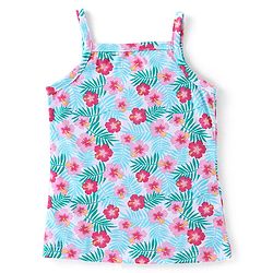 Babyhug Sleeveless Slips Striped & Floral Print Pack of 3 - Blue