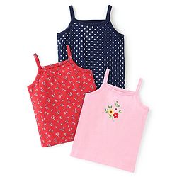 Babyhug 100% Cotton Singlet Floral Print Pack of 3 - Red