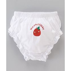 Babyhug 100% Cotton Knit Panties Pack of 7 Fruits & Day Printed - White