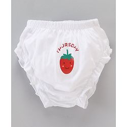 Babyhug 100% Cotton Knit Panties Pack of 7 Fruits & Day Printed - White