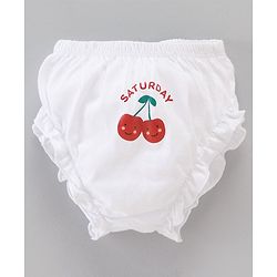 Babyhug 100% Cotton Knit Panties Pack of 7 Fruits & Day Printed - White
