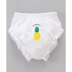 Babyhug 100% Cotton Knit Panties Pack of 7 Fruits & Day Printed - White