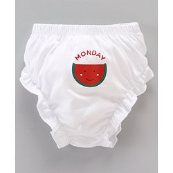 Babyhug 100% Cotton Knit Bloomers Pack of 7 Fruits & Day Printed - White
