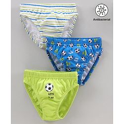 Babyhug Cotton Knit Printed Antibacterial Briefs Pack Of 3 - Multicolour