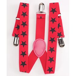 Babyhug Bow and Suspender Set Star Printed - Dark Pink