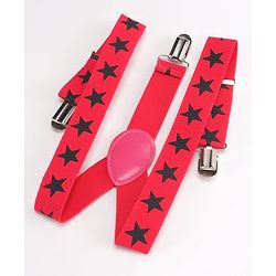 Babyhug Bow and Suspender Set Star Printed - Dark Pink