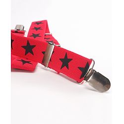 Babyhug Bow and Suspender Set Star Printed - Dark Pink