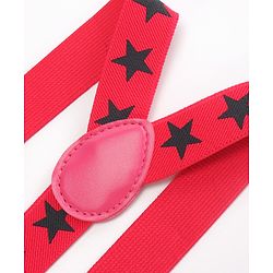 Babyhug Bow and Suspender Set Star Printed - Dark Pink