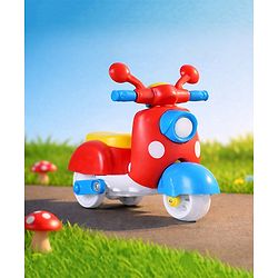 Babyhug Mini Scooter Toy -Red | Friction Powered Push & Go Scooter with Moving Handle | Enhances Motor Skills & Coordination | Ideal Gift for 3+ Years | Child-Safe | BIS Certified