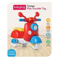 Babyhug Mini Scooter Toy -Blue | Friction Powered Push & Go Scooter with Moving Handle | Enhances Motor Skills & Coordination | Ideal Gift for 3+ Years | Child-Safe | BIS Certified