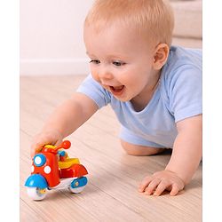 Babyhug Mini Scooter Toy -Red | Friction Powered Push & Go Scooter with Moving Handle | Enhances Motor Skills & Coordination | Ideal Gift for 3+ Years | Child-Safe | BIS Certified