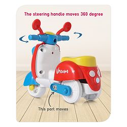 Babyhug Mini Scooter Toy -Red | Friction Powered Push & Go Scooter with Moving Handle | Enhances Motor Skills & Coordination | Ideal Gift for 3+ Years | Child-Safe | BIS Certified