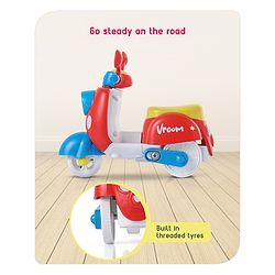 Babyhug Mini Scooter Toy -Red | Friction Powered Push & Go Scooter with Moving Handle | Enhances Motor Skills & Coordination | Ideal Gift for 3+ Years | Child-Safe | BIS Certified