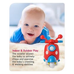 Babyhug Mini Scooter Toy -Red | Friction Powered Push & Go Scooter with Moving Handle | Enhances Motor Skills & Coordination | Ideal Gift for 3+ Years | Child-Safe | BIS Certified