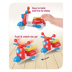 Babyhug Mini Scooter Toy -Red | Friction Powered Push & Go Scooter with Moving Handle | Enhances Motor Skills & Coordination | Ideal Gift for 3+ Years | Child-Safe | BIS Certified