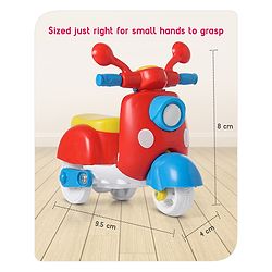 Babyhug Mini Scooter Toy -Red | Friction Powered Push & Go Scooter with Moving Handle | Enhances Motor Skills & Coordination | Ideal Gift for 3+ Years | Child-Safe | BIS Certified