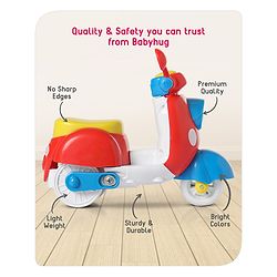 Babyhug Mini Scooter Toy -Red | Friction Powered Push & Go Scooter with Moving Handle | Enhances Motor Skills & Coordination | Ideal Gift for 3+ Years | Child-Safe | BIS Certified