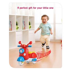 Babyhug Mini Scooter Toy -Red | Friction Powered Push & Go Scooter with Moving Handle | Enhances Motor Skills & Coordination | Ideal Gift for 3+ Years | Child-Safe | BIS Certified