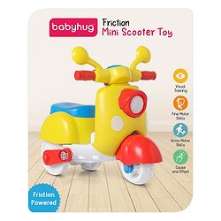 Babyhug Mini Scooter Toy -Blue | Friction Powered Push & Go Scooter with Moving Handle | Enhances Motor Skills & Coordination | Ideal Gift for 3+ Years | Child-Safe | BIS Certified
